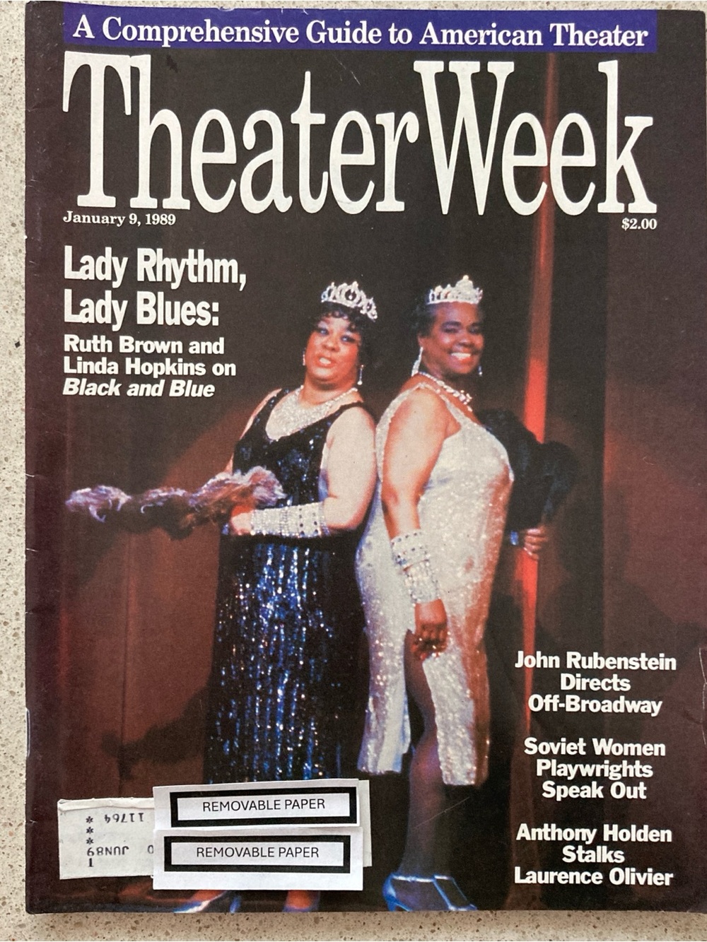 Ruth Brown & Linda Hopkins Theater Week Magazine January 9 1989 Address Attached